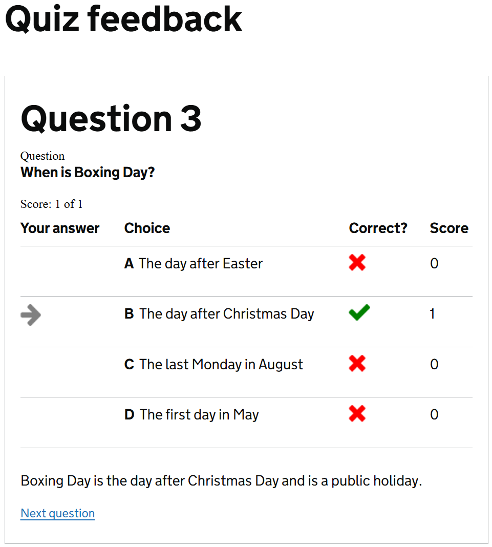 British Citizenship Feedback Life in the UK Test No. 3 feedback