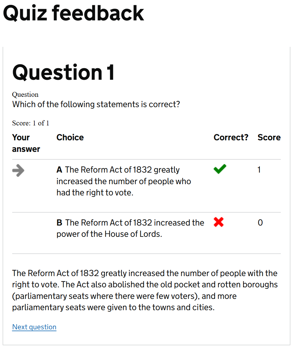 feedback Life in the UK Test No. 14 feedback example