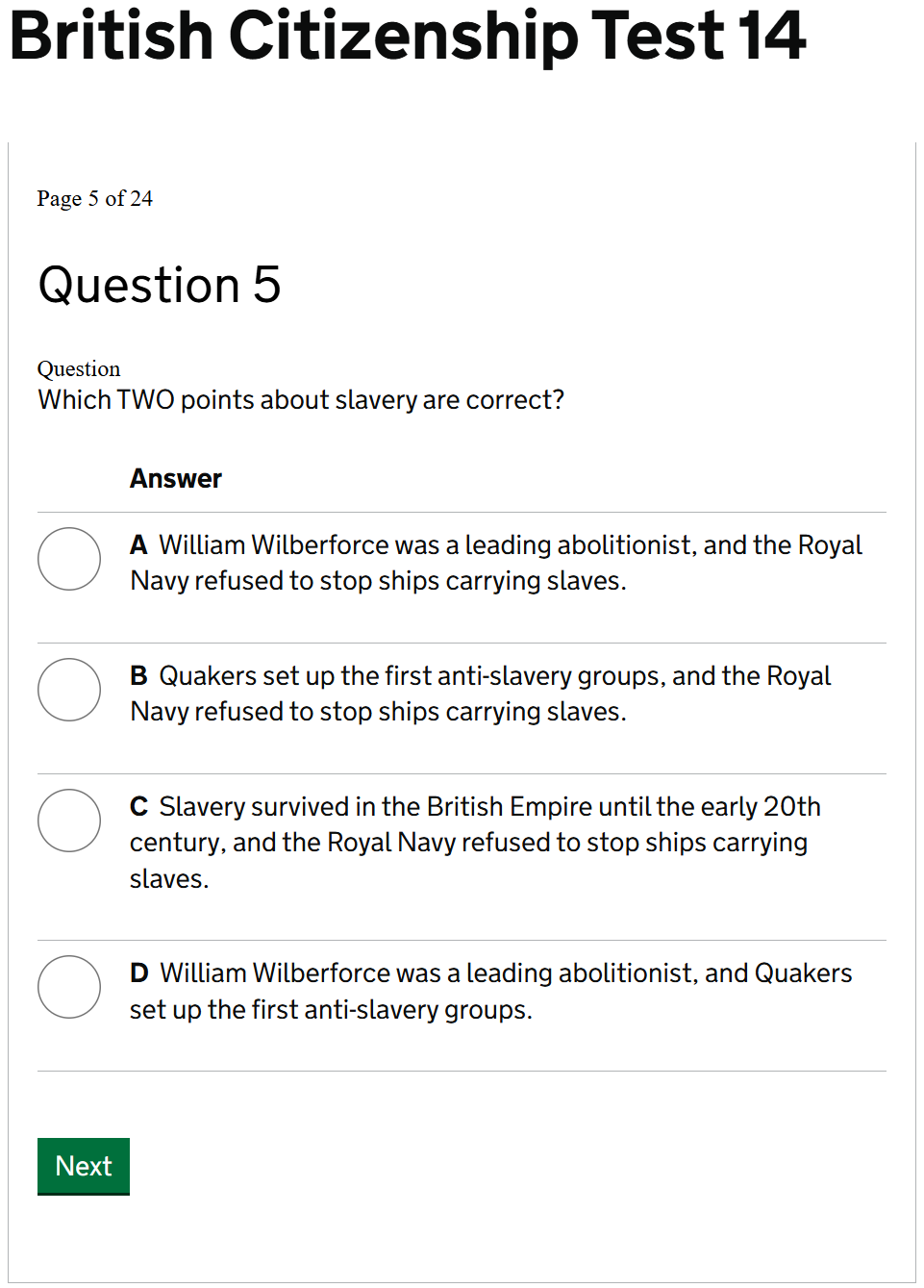 British Citizenship Test British Citizenship Life in the UK Test - question type - extended questions
